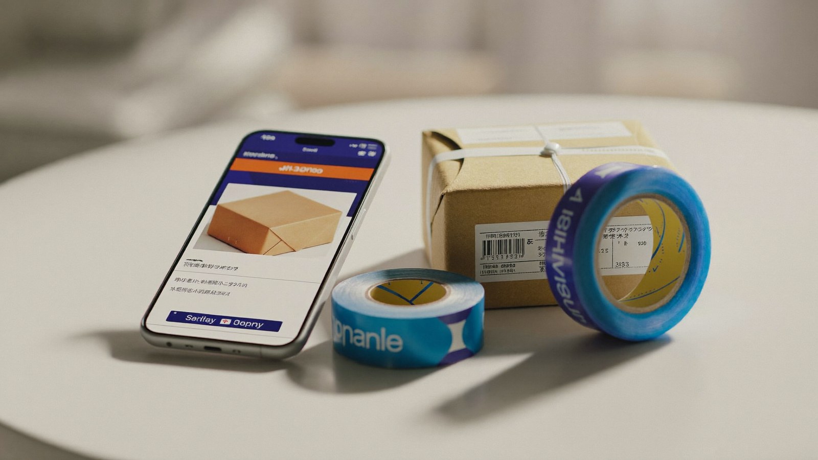 スマホと発送する小さな荷物
