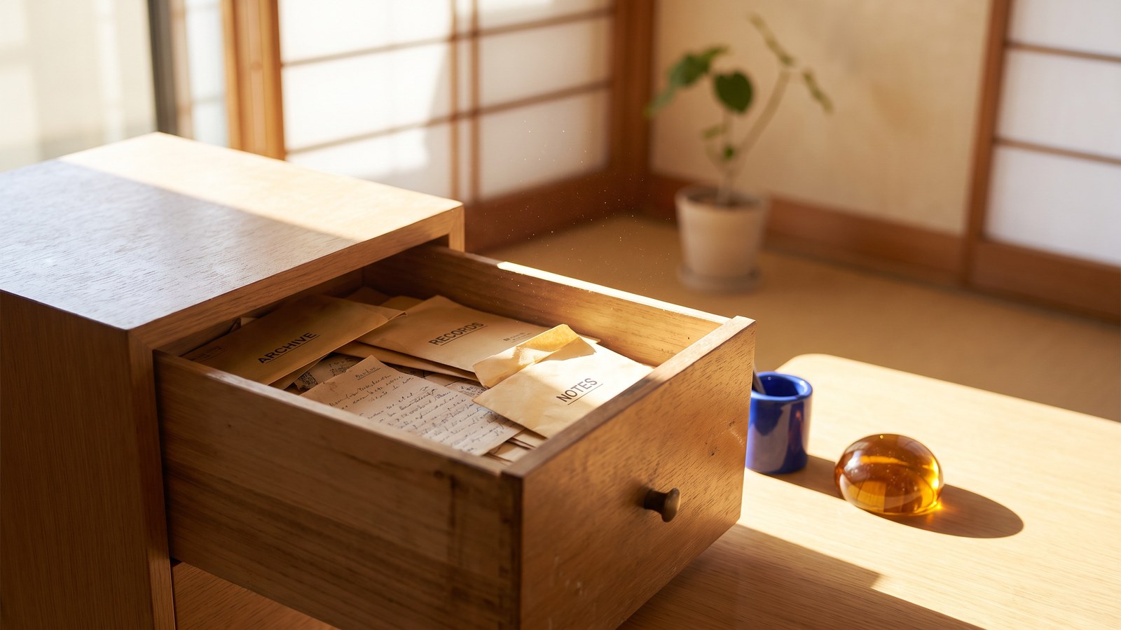 引き出しの中の古い書類