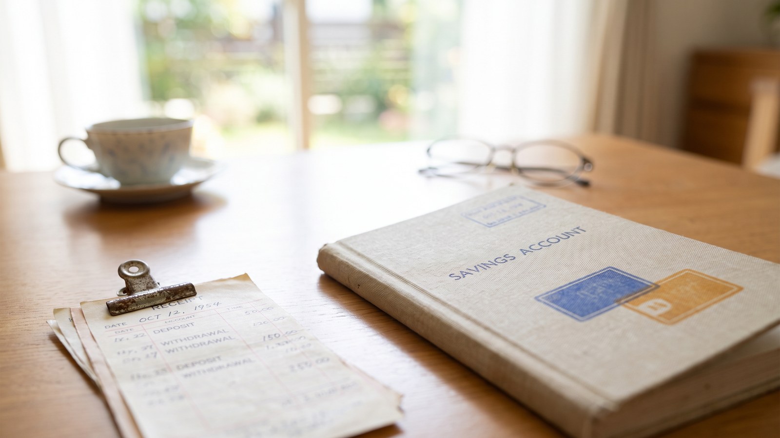 古い通帳と領収書